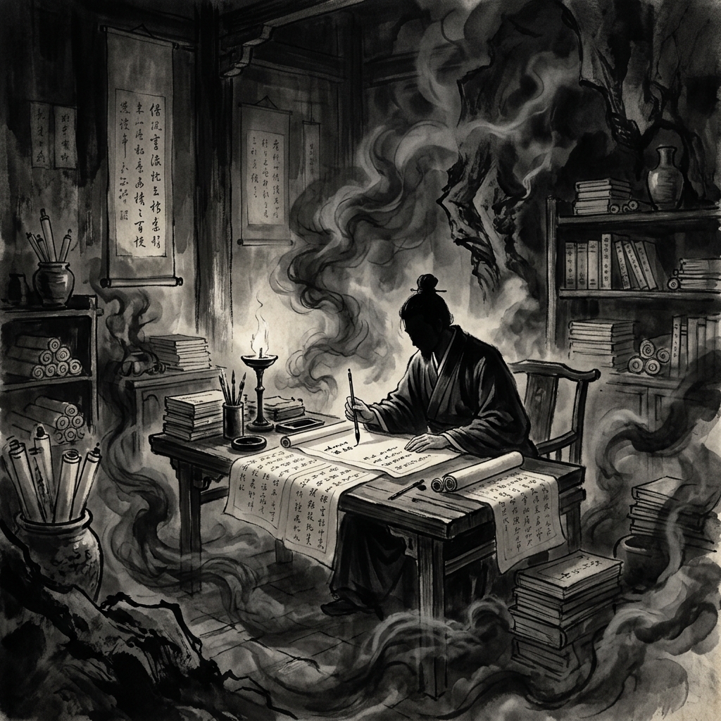 Ink wash scholar